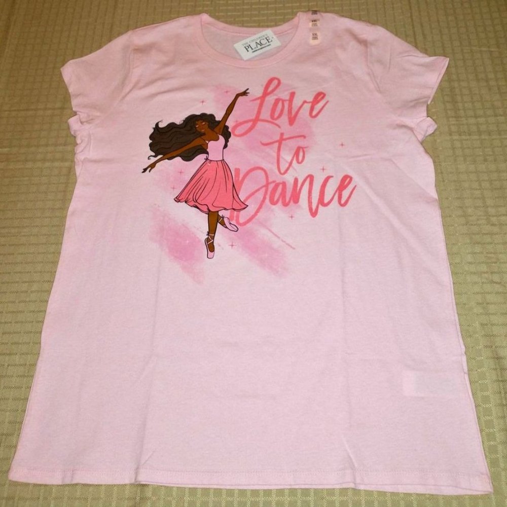 Children's Place girls shirt light pink Love to Dance size XXL16 K-199